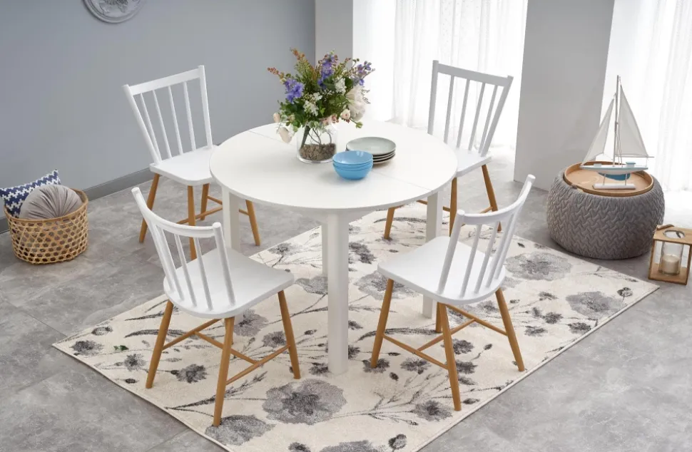 RINGO stół kolor blat - biały, nogi - biały (102-142x102x76 cm) (2p=1szt)1 sztuka
