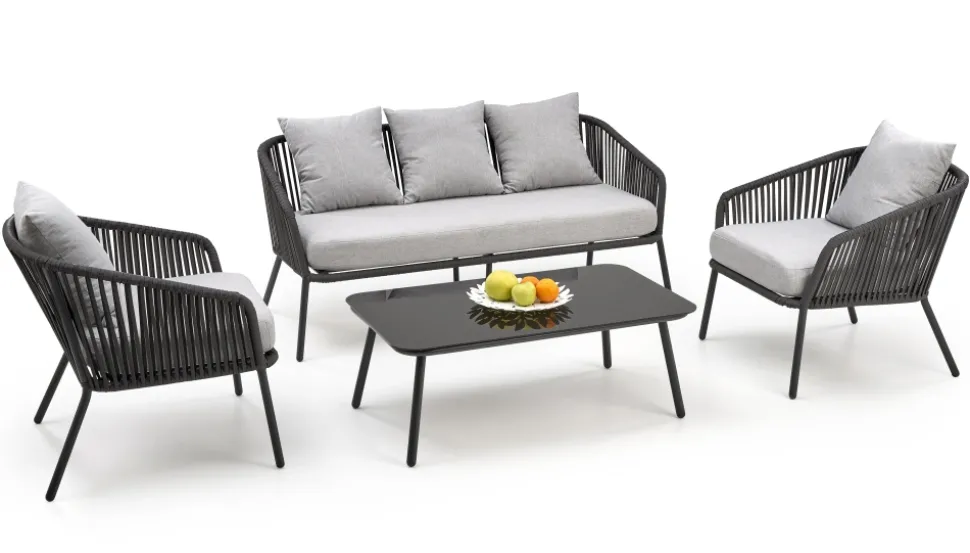 ROCCA zestaw ogrodowy ( sofa + fotel 2x + ława ), ciemny popiel / jasny popiel (1p=1szt)1 sztuka