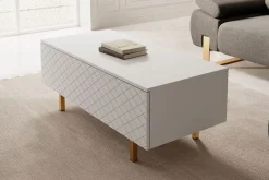 SCALIA II ŁAWA 120 2K - biały mat / złote nogi