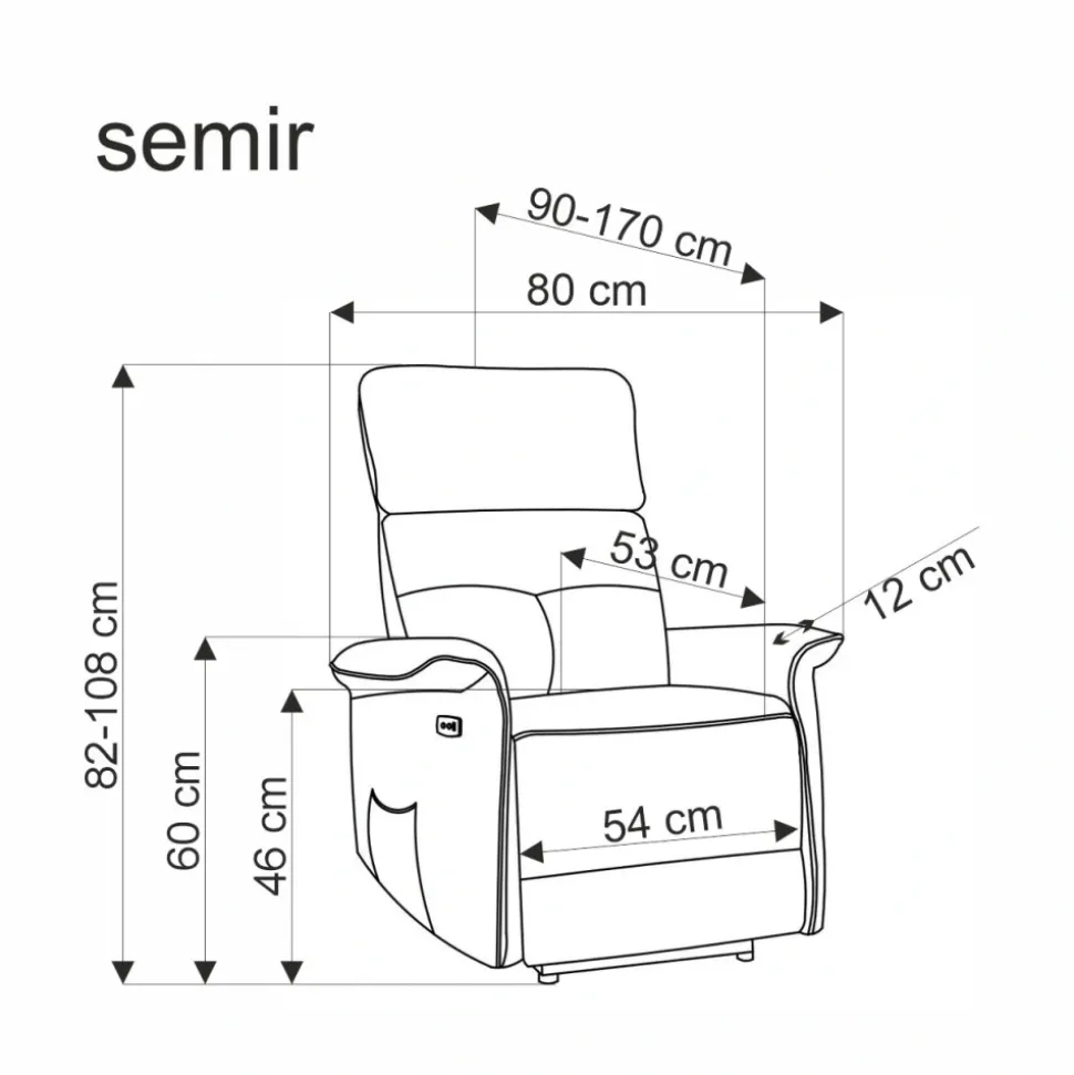 SEMIR fotel z funkcja elektrycznego rozkładania / gniazdo USB, beżowy (2p=1szt)1 sztuka