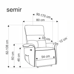 SEMIR fotel z funkcja elektrycznego rozkładania / gniazdo USB, musztardowy (2p=1szt)1 sztuka