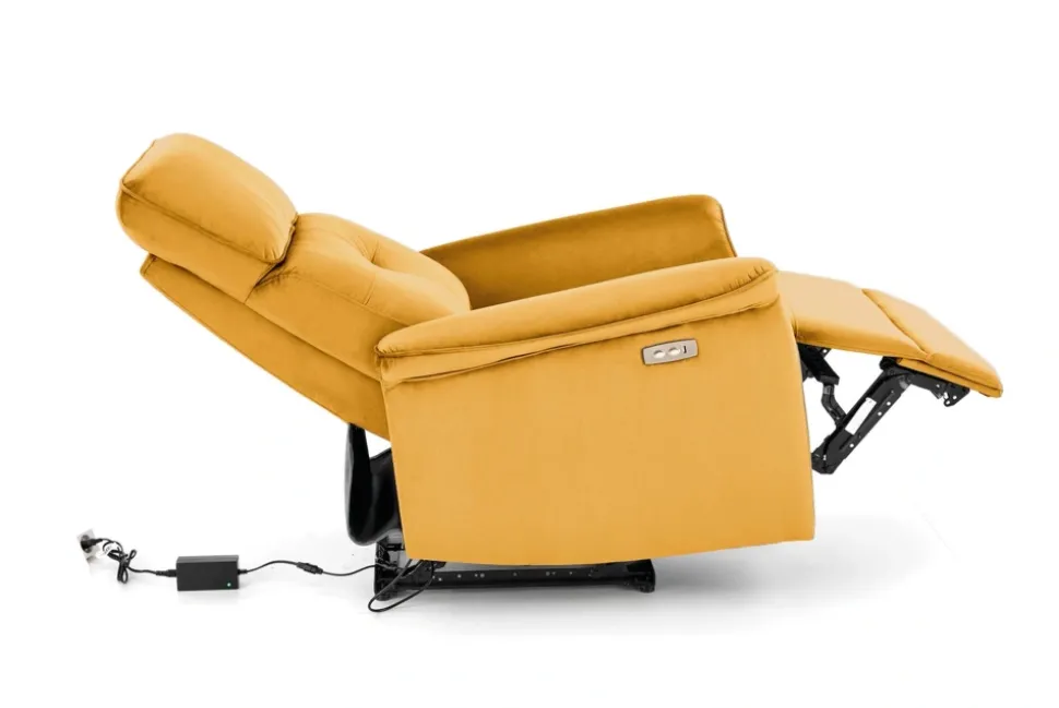 SEMIR fotel z funkcja elektrycznego rozkładania / gniazdo USB, musztardowy (2p=1szt)1 sztuka