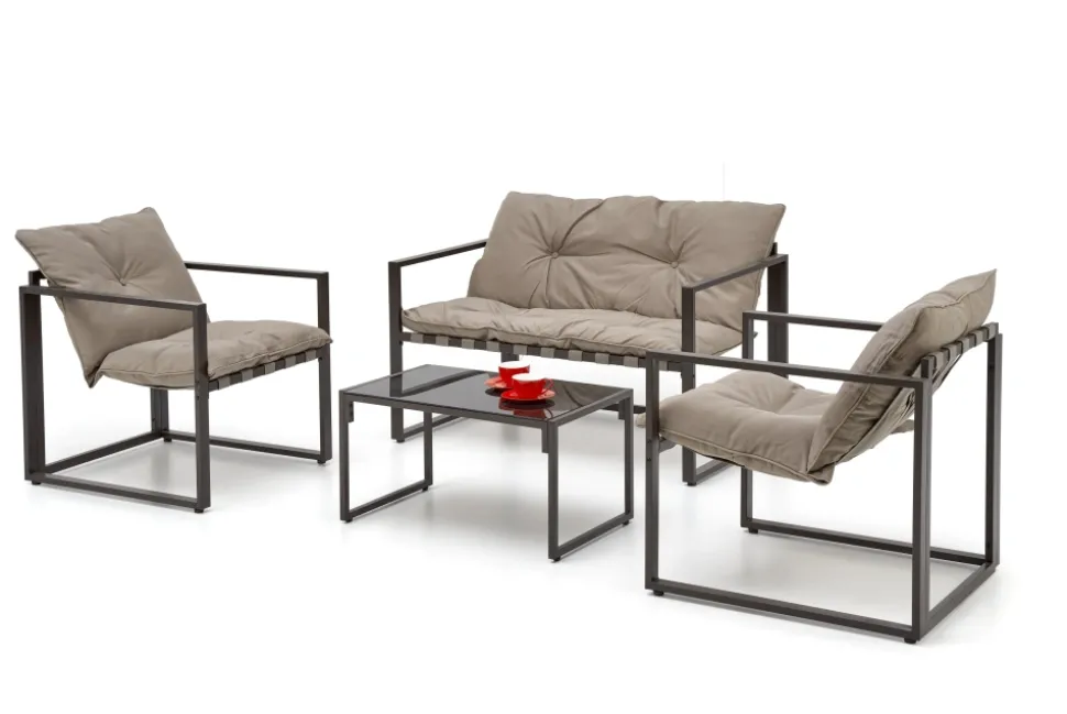 SHARK zestaw ogrodowy ( sofa + fotel 2x + ława ), ciemny brąz / cappuccino (1p=1szt)1 sztuka