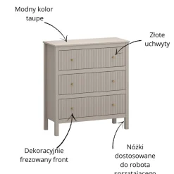 Skandynawska komoda ryflowana z szufladami KLEO KL-04