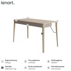 Skandynawskie biurko z szufladami Lenart MATCH MK-01