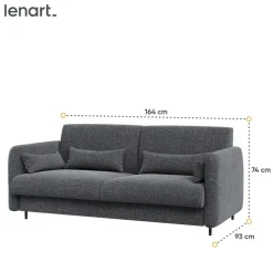 SOFA GRAFITOWA do półkotapczanu BED CONCEPT Lenart TKANINA ART 82630