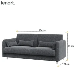 SOFA GRAFITOWA do półkotapczanu BED CONCEPT Lenart TKANINA ART 82630