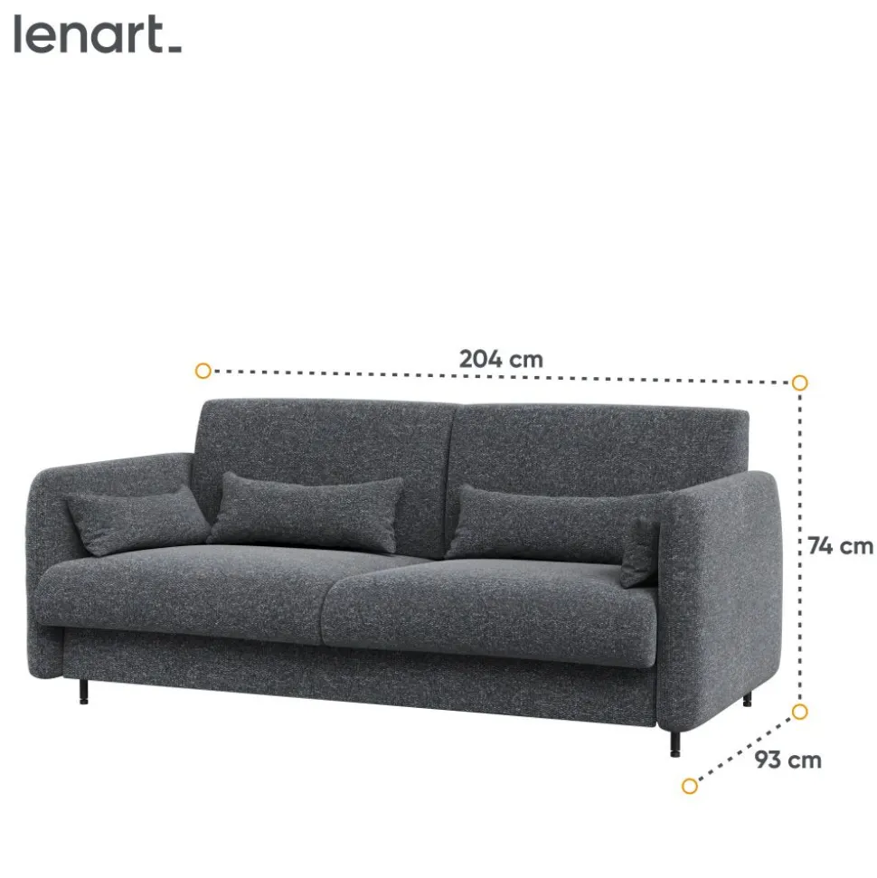 SOFA GRAFITOWA do półkotapczanu BED CONCEPT Lenart TKANINA ART 82630