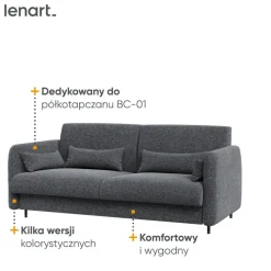 SOFA GRAFITOWA do półkotapczanu BED CONCEPT Lenart TKANINA ART 82630