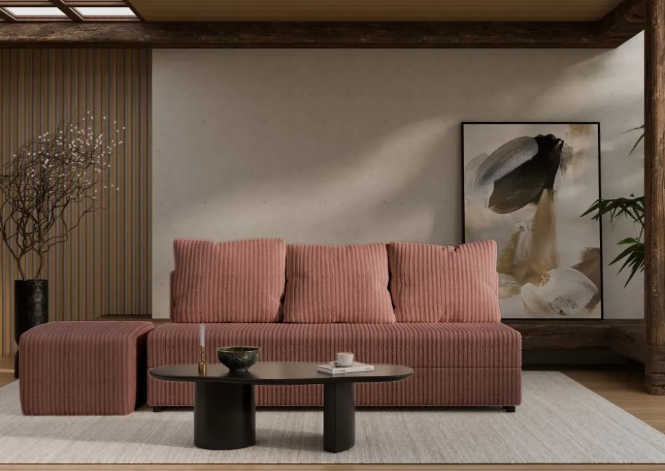 Sofa rozkładana z poduszkami Hauss Vero różowa Tilia 62