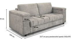 Sofa rozkładana ze stelażem włoskim i materacem 142x193 cm Angel Imagine Me 04