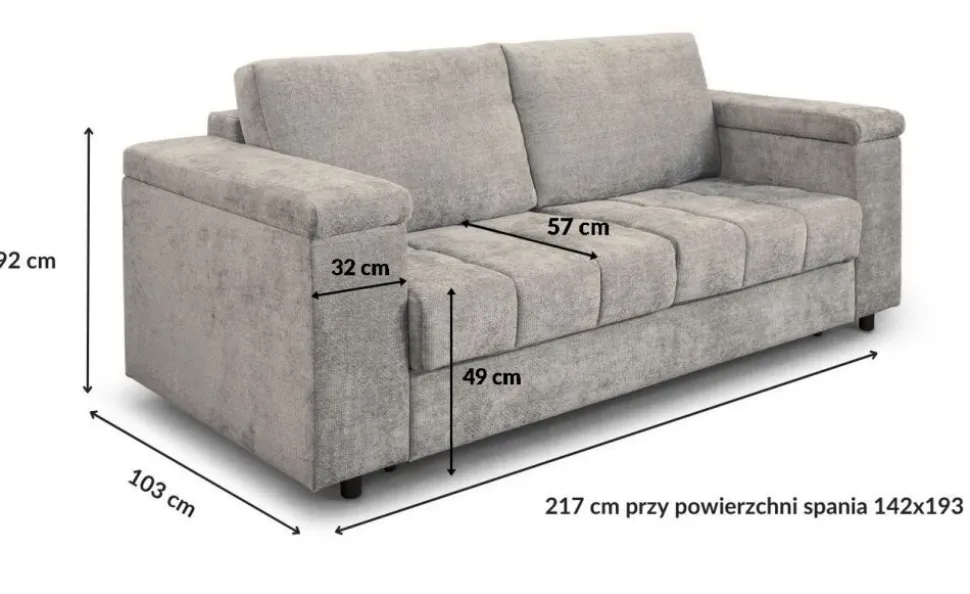 Sofa rozkładana ze stelażem włoskim i materacem 142x193 cm Angel Imagine Me 04