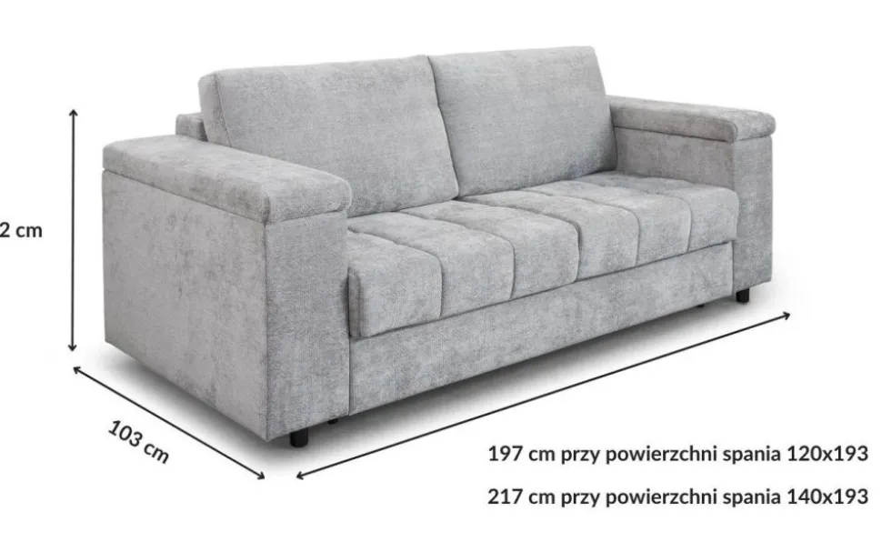 Sofa rozkładana ze stelażem włoskim i materacem Angel