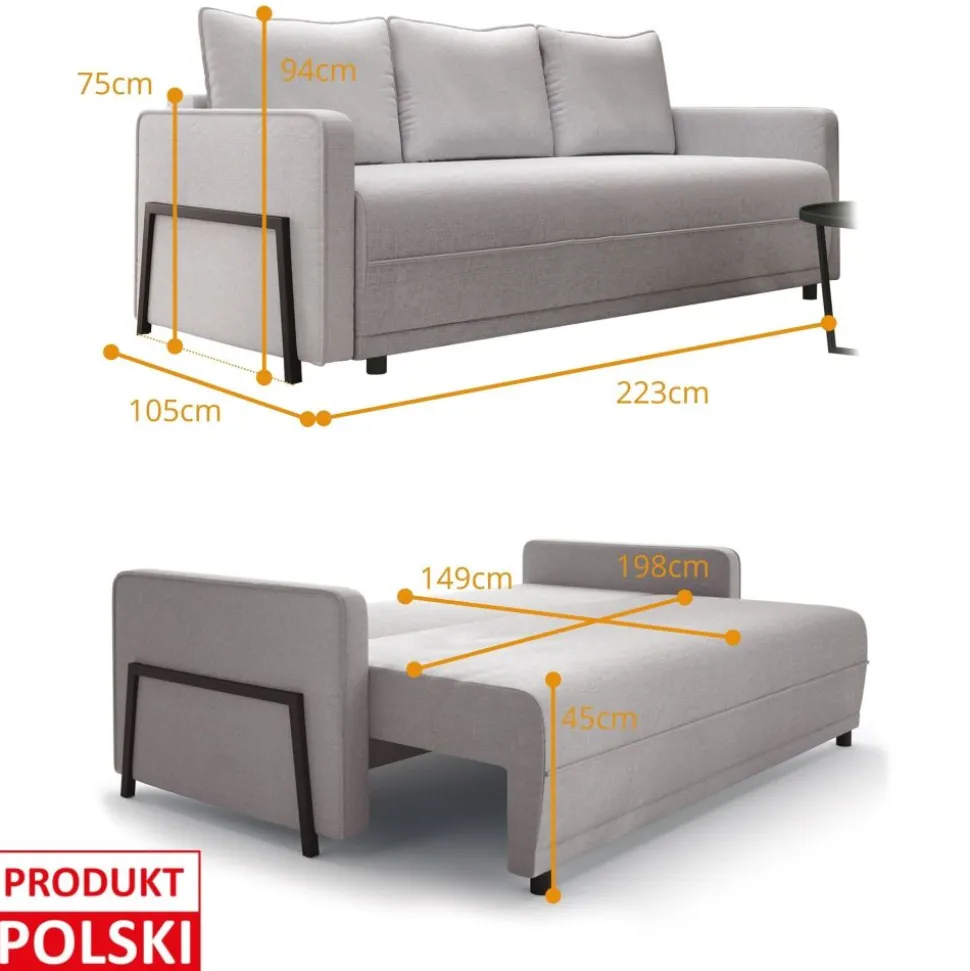 Sofa z funkcją spania i pojemnikiem Libro INDIA