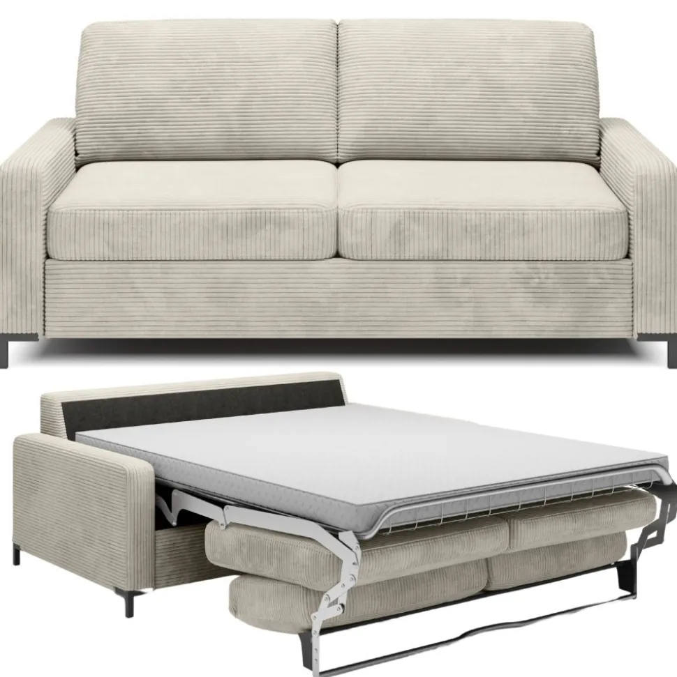 Sofa ze stelażem włoskim i materacem 160x200 beżowa Tino Poso 100