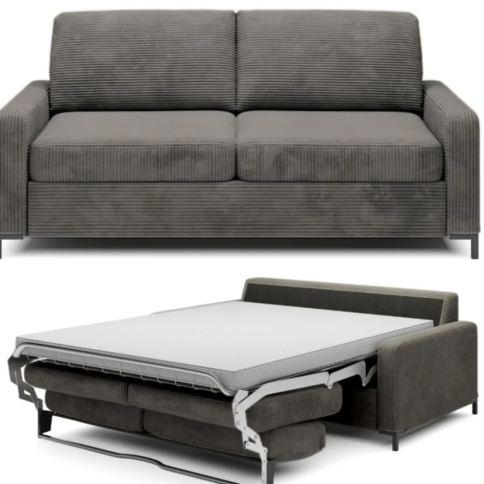 Sofa ze stelażem włoskim i materacem 140x200 grafitowa Tino Poso 22