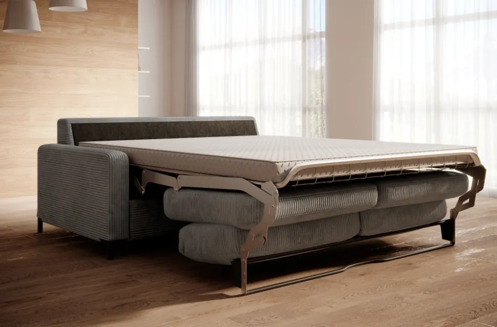 Sofa ze stelażem włoskim i materacem 140x200 grafitowa Tino Poso 22