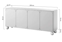 SONATIA II KOMODA 200 4D4SZ - cashmere / nogi kule