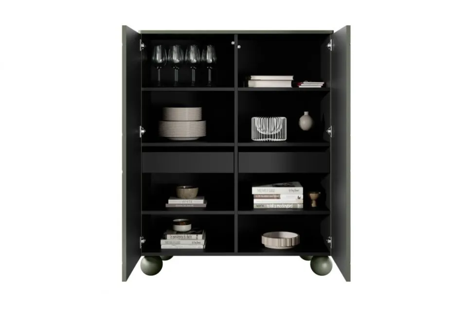 SONATIA II KREDENS 120 2D2SZ - oliwka / nogi kule