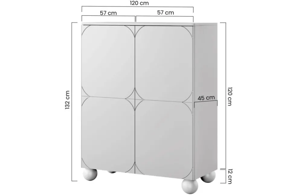 SONATIA II KREDENS 120 2D2SZ - oliwka / nogi kule