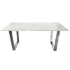 Stół Madera 160/80/75cm w stylu glamour z białym marmurowym blatem o srebrnym stelażu