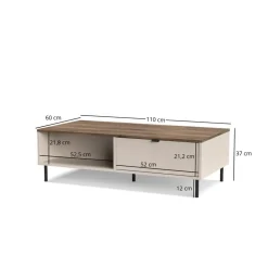 Stolik kawowy ława EVO 1s/120 cm kaszmir / dąb castello EO-04