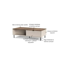 Stolik kawowy ława EVO 1s/120 cm kaszmir / dąb castello EO-04