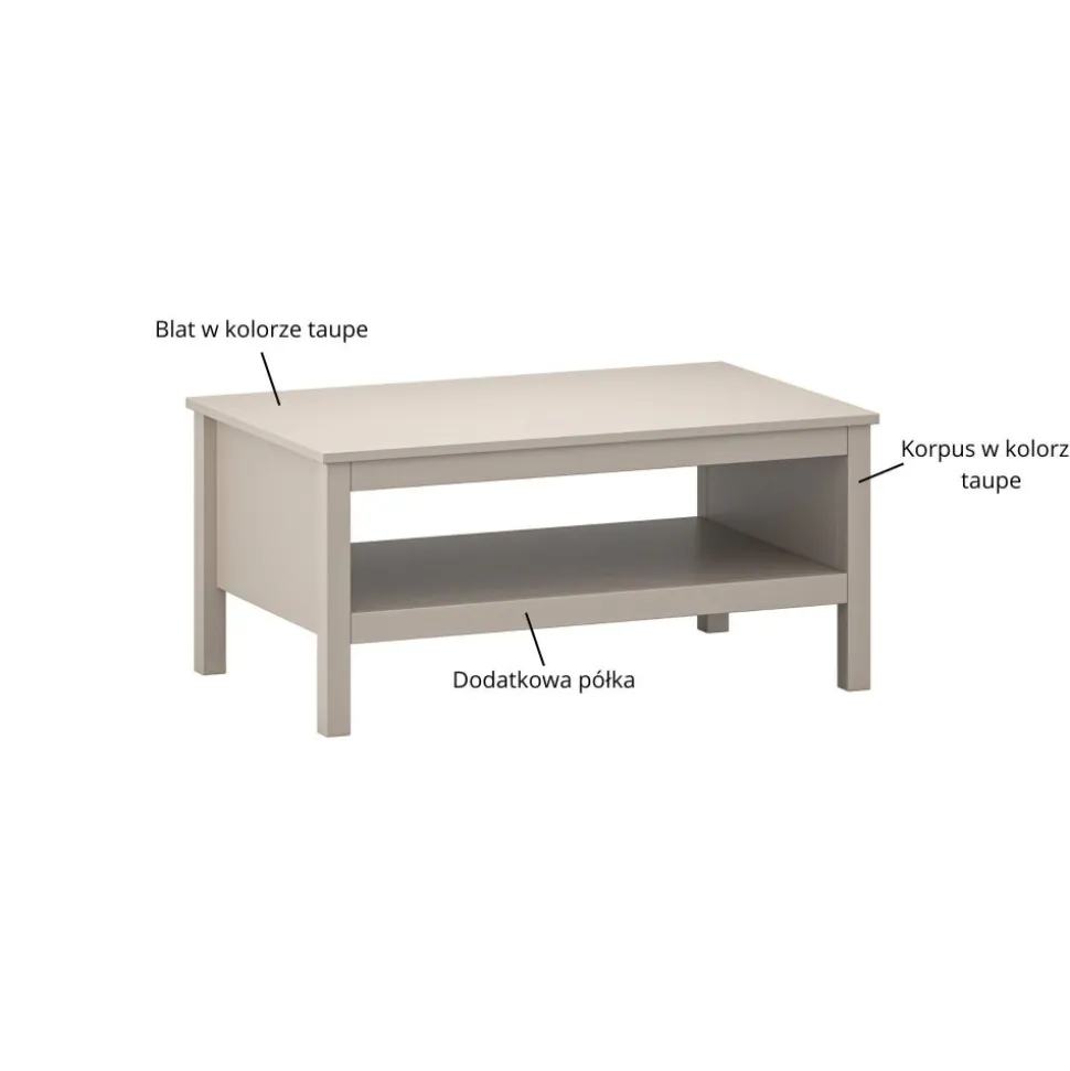 Stolik kawowy 80cm z półką kolor taupe KLEO KL-05