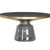 Stolik kawowy glamour Bottle Table 75/37 cm szaro-złoty osadzony na szklanej nodze