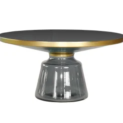 Stolik kawowy glamour Bottle Table 75/37 cm szaro-złoty osadzony na szklanej nodze