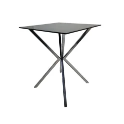 Stolik pomocniczy glamour Torino 40/40/57cm boczny stolik nocny czarne szkło srebrny