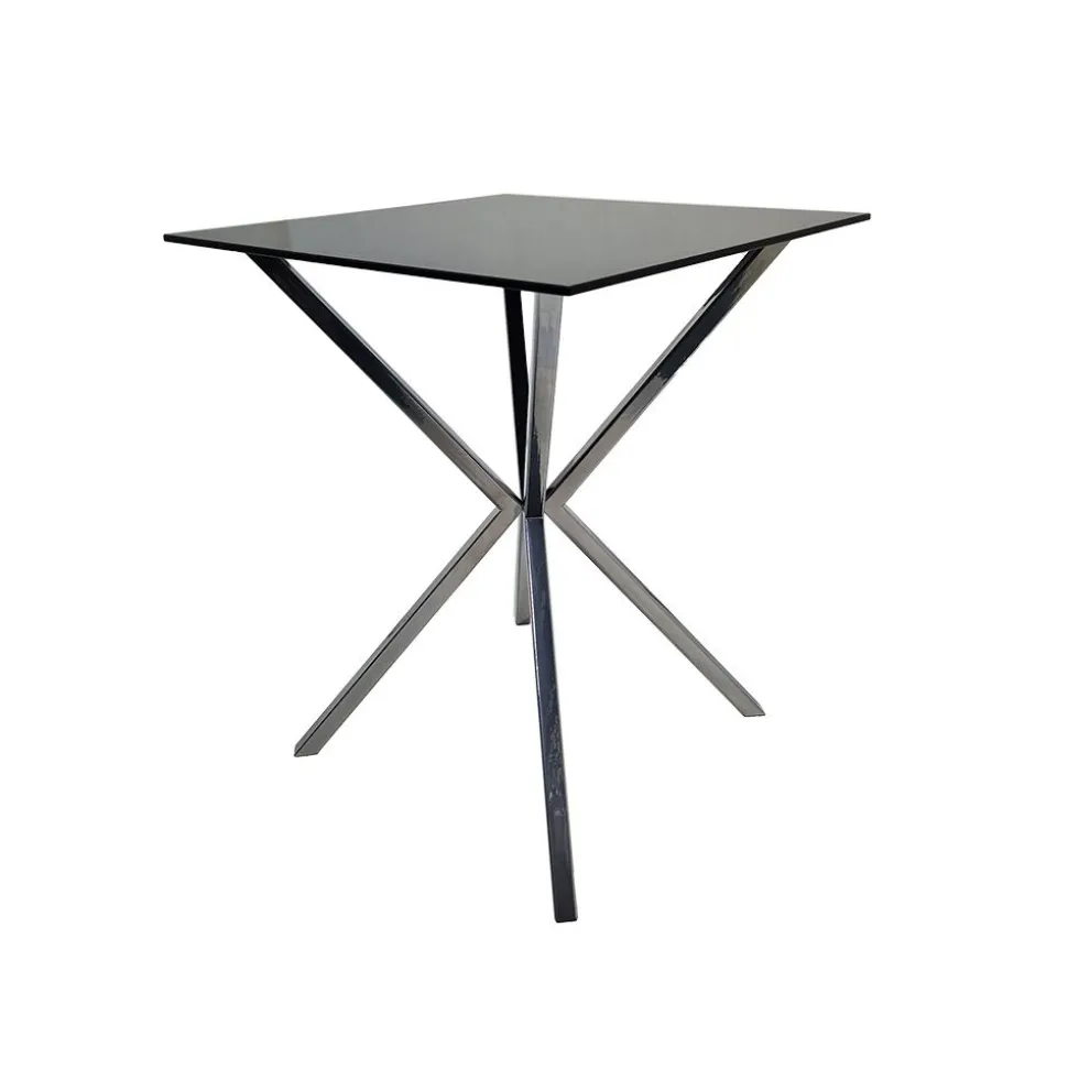Stolik pomocniczy glamour Torino 40/40/57cm boczny stolik nocny czarne szkło srebrny