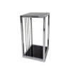 Stolik pomocniczy glamour Roma 50/30/30 cm boczny stolik nocny czarne szkło srebrny