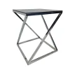 Stolik pomocniczy glamour Marco 48/48/58,5cm boczny stolik nocny czarne szkło srebrny