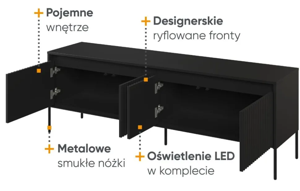Stolik RTV z lamelami Lenart Trend TR-05 czarna