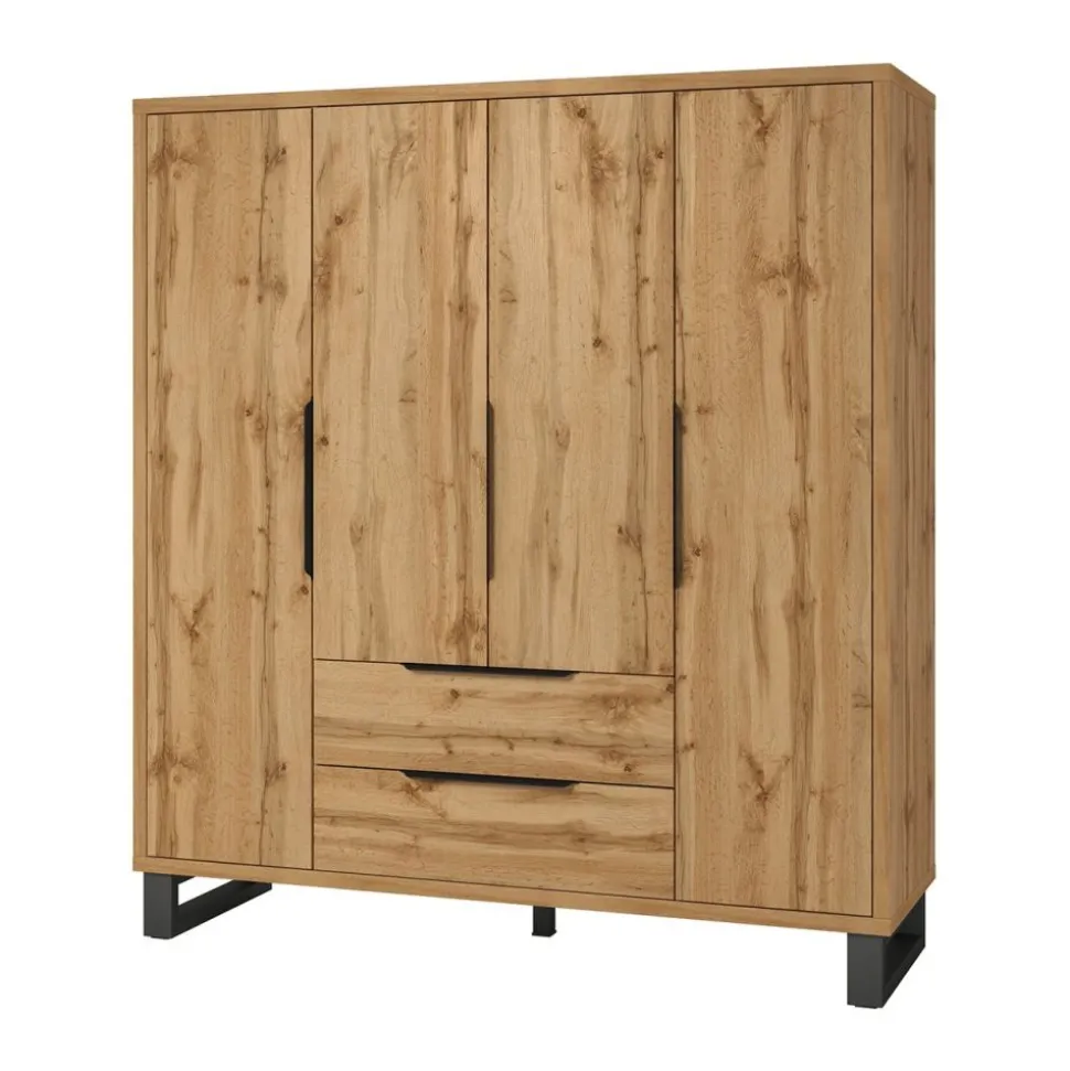Szafa czterodrzwiowa z szufladami Helvetia Halle S dąb wotan