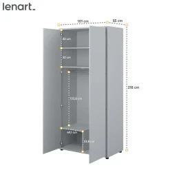 SZAFA NA UBRANIA BC-20 DO PÓŁKOTAPCZANU BED CONCEPT SZARA Lenart