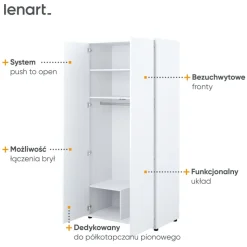 SZAFA NA UBRANIA BC-20 DO PÓŁKOTAPCZANU BED CONCEPT BIAŁA POŁYSK Lenart
