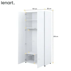 SZAFA NA UBRANIA BC-20 DO PÓŁKOTAPCZANU BED CONCEPT BIAŁA POŁYSK Lenart