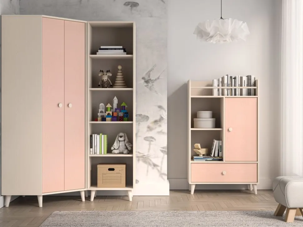 Szafa narożna Mevel 01 ML Meble – Millenial Pink / Piasek Pustyni