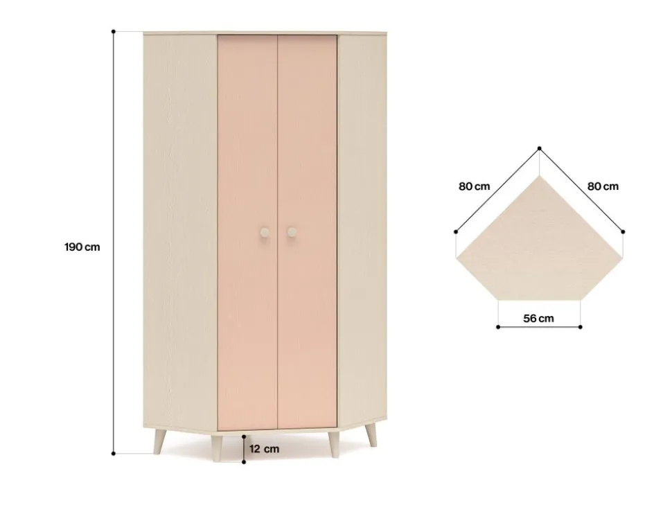 Szafa narożna Mevel 01 ML Meble – Millenial Pink / Piasek Pustyni