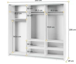 Szafa przesuwna z lustrem 250 cm Lenart Maxi MX-06