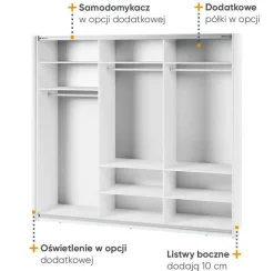 Szafa przesuwna z lustrem 250 cm Lenart Maxi MX-06