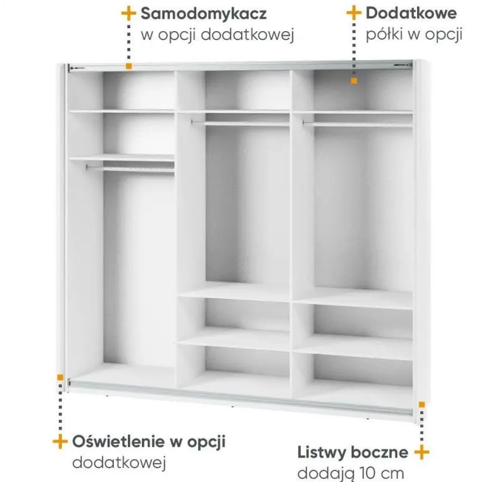 Szafa przesuwna z lustrem 250 cm Lenart Maxi MX-06