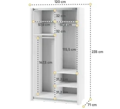 Szafa przesuwna z lustrem 120 cm Lenart Maxi MX-01