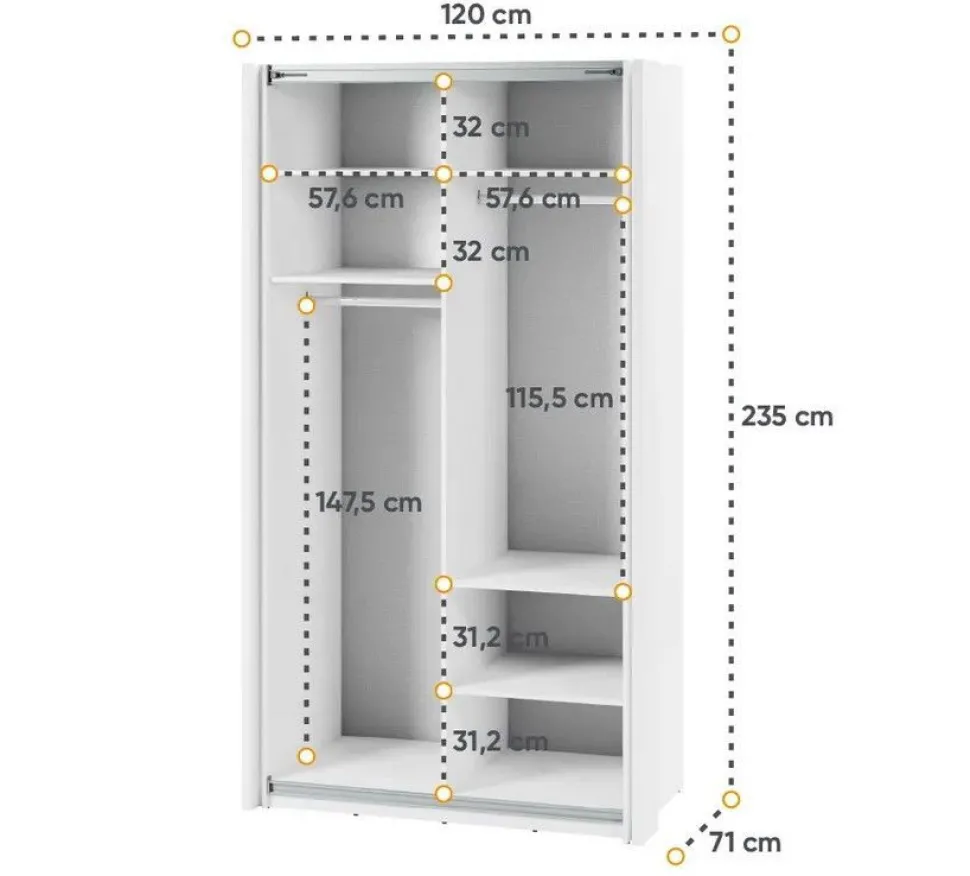 Szafa przesuwna z lustrem 120 cm Lenart Maxi MX-01
