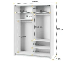 Szafa przesuwna z lustrem 170 cm Lenart Maxi MX-03