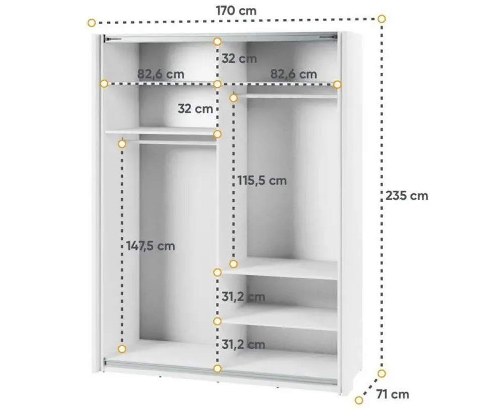Szafa przesuwna z lustrem 170 cm Lenart Maxi MX-03