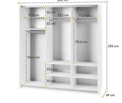 Szafa przesuwna z lustrem 220 cm Lenart Maxi MX-05