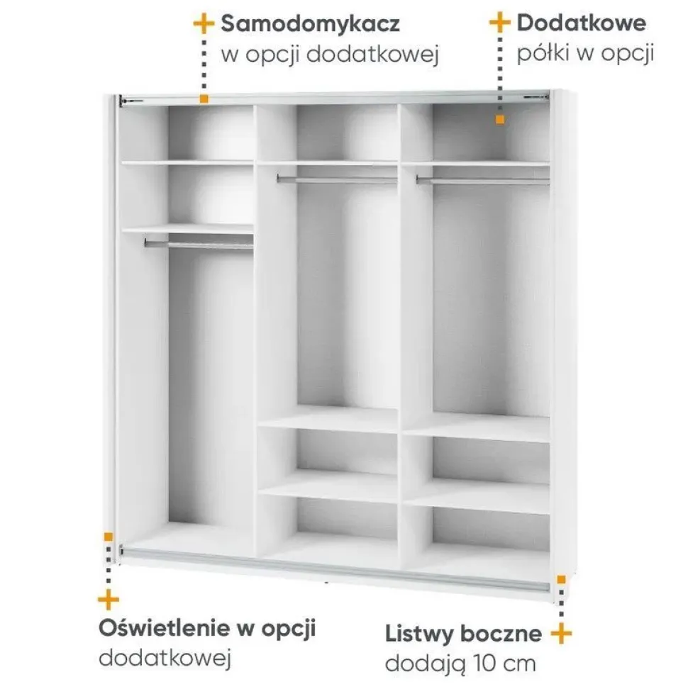Szafa przesuwna z lustrem 220 cm Lenart Maxi MX-05